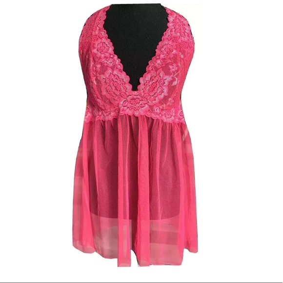 Victoria's Secret Other - Bright pink Victoria’s Secret sheer babydoll NWOT